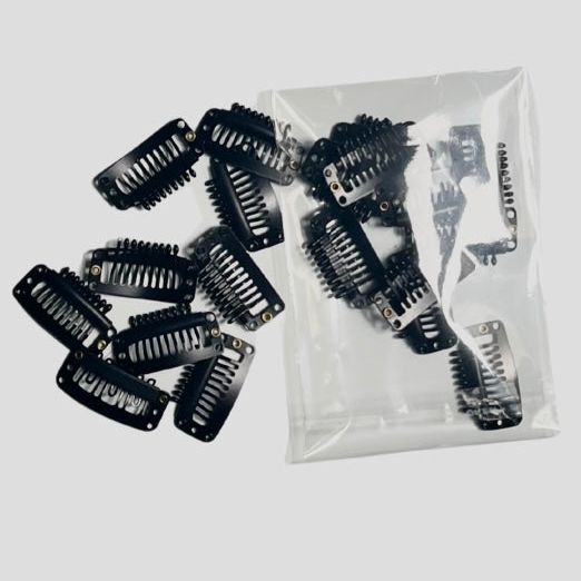 36mm Black U Shape Snap Metal Clips For Hair Extensions Weft Clip-on Wig