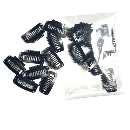 36mm Black U Shape Snap Metal Clips For Hair Extensions Weft Clip-on Wig