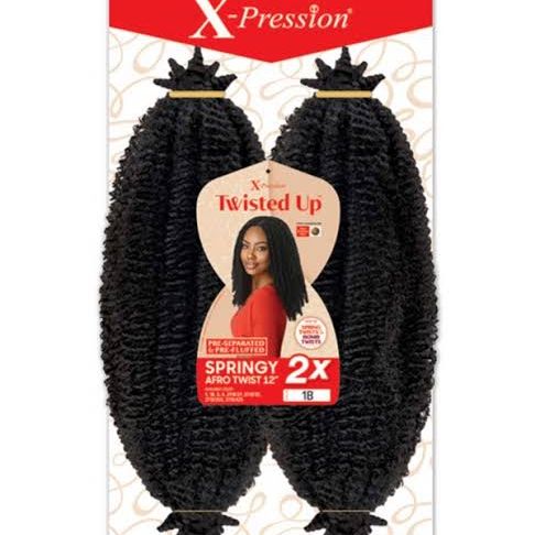Outre X-Pression Twisted-Up Crochet Braid - 2x Pack Springy Afro Twist 12"